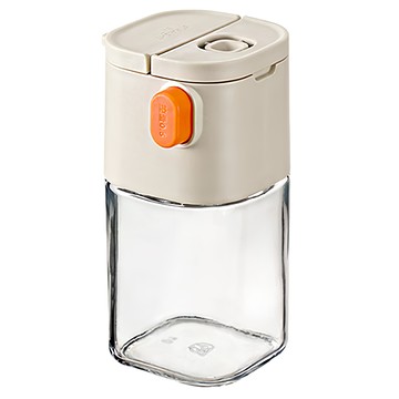couselect 廚房二合一定量調味罐/密封調料瓶/防潮玻璃罐/佐料罐 12.7 x 6.8 x 6.5cm 米色  1個  180ml