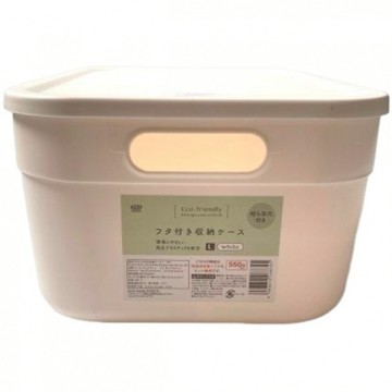 【100 Life Japan Can Do】(H)ECO附蓋收納箱 L 白(1入)
