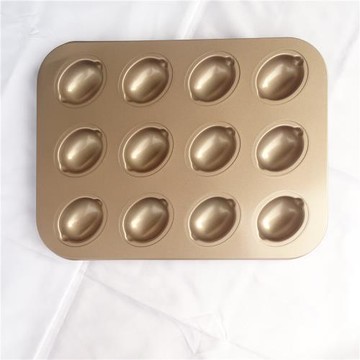 不沾12連蛋糕烤盤檸檬蛋糕烤箱烤盤 DIY西點面包布丁吐司模具碳鋼