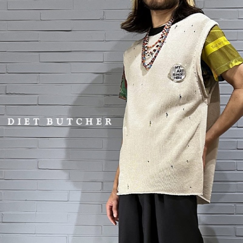 Damaged knit vest [ DB82375001 ] DIET BUTCHER / ダイエット