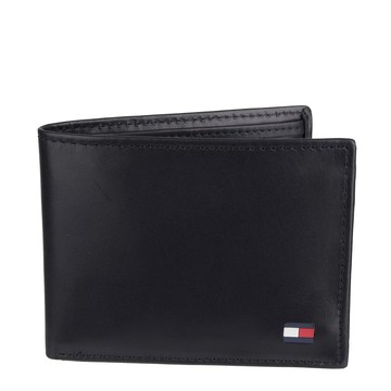 Tommy Hilfiger 皮夾 素面真皮皮革 男夾 皮夾 短夾 錢包 卡片夾 T55716 黑色(現貨)▶指定Outlet商品5折起☆現貨【送禮首選★APP下單點數4倍送】