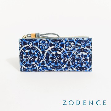 ZODENCE LISBON進口真皮葡式花磚簡式長夾-藍