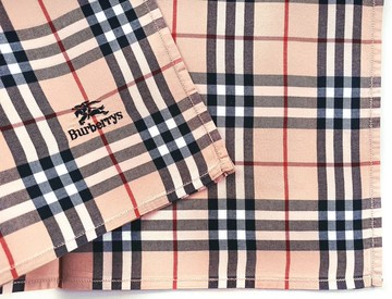 Burberry 古董手帕 粉紅口袋巾 18 x 17 英吋