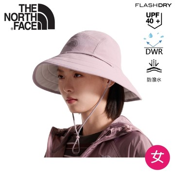 【The North Face 美國 女 DWR 防潑水LOGO 漁夫帽《金屬粉》】8EPS/速乾/防曬/運動休閒帽/透氣