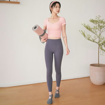 無尷尬線裸感瑜伽褲 九分褲外穿后腰密袋高腰健身褲運動緊身褲女