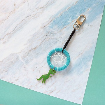 【限量】恐龍の秘密基地丨禮物 手作捕夢網 包包吊飾 鑰匙扣-藍色