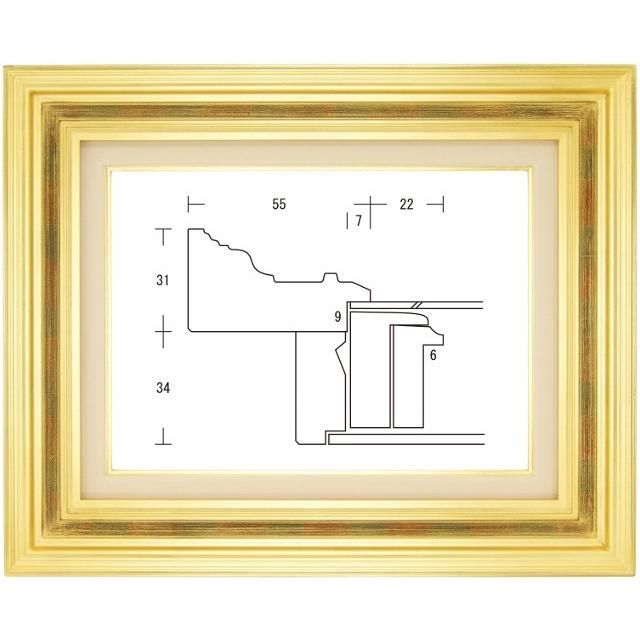 額縁 油彩額縁 油絵額縁 木製フレーム 回廊55 金 サイズF10号-