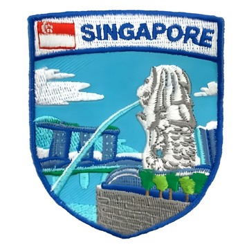 A-ONE 匯旺 地標造型刺繡 7.5 X 6 CM 台灣製  新加坡魚尾獅 金沙酒店  1個