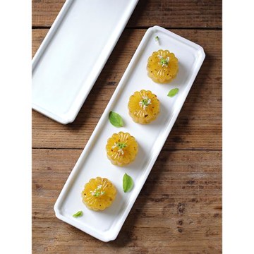 中式餐廳糕點盤創意小吃陶瓷盤長方形點心盤冷菜擺盤特色長條平盤