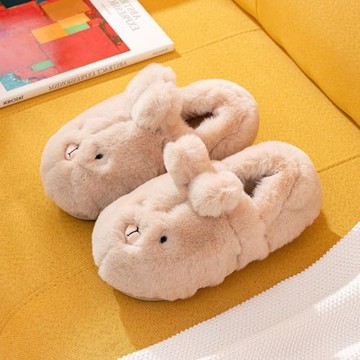 ins卡通羊駝毛絨冬兒童棉拖鞋