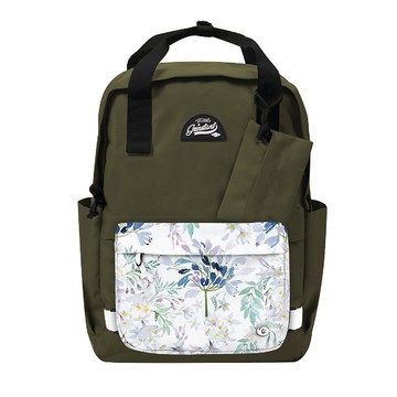 Grinstant混搭可拆組式15.6吋後背包 - 冒險系列 (軍綠配水彩花)