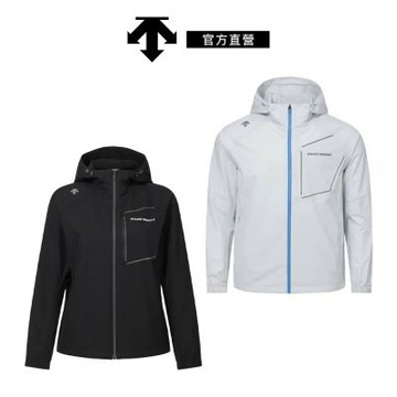 【DESCENTE】迪桑特 TOUGH 男士 梭織防風連帽外套(黑色/灰色)