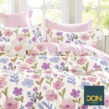 DON 100%精梳純棉床包枕套組-雙人-粉紫物語