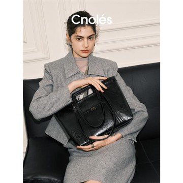 (免運)【張天愛同款】Cnoles蔻一墨瀾托特包新款大容量黑色手提單肩包包