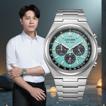 CITIZEN 星辰 Zenshin 韋禮安代言超級鈦光動能計時腕錶-42.5mm湖水藍 CA4610-85M