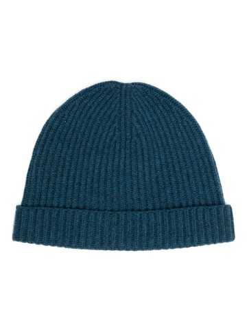 N.Peal - ribbed-knit cashmere beanie - unisex - Organic Cashmere - One Size - Blue