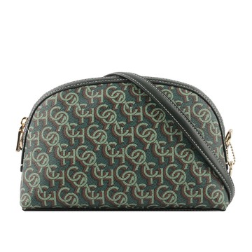 COACH Madi Monogram 塗層帆布拼皮革拉鍊貝殼包（綠色）_廠商直送