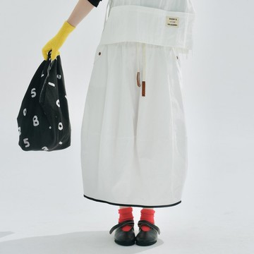 白色工裝棉紋半身裙 / 裙子