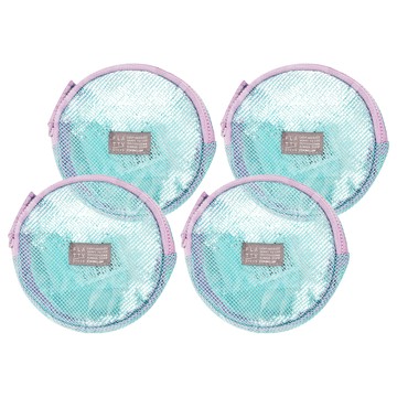KING JIM FLATTY SHEER 多功能網狀拉鍊袋 S 尺寸:130x135x20mm  綠色  4個