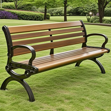 公園椅戶外長椅子室外長凳庭院休閑座椅防腐實木塑木鐵藝防水防g^