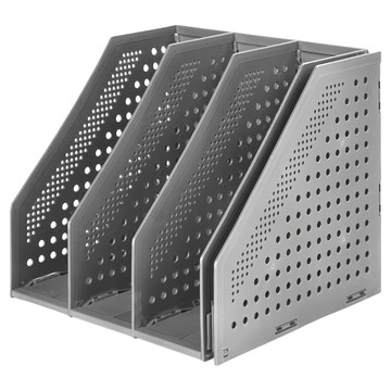 得力 開放式四段折疊雜誌箱 節省空間 3mm PP材質 一鍵安裝  深灰色  1個