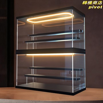 【帶燈防塵】盲盒展示盒 手辦展示盒 亞克力展示架 收納盒 展示櫃 娃娃立牌展示 透明防塵 多層收納 內置LED燈帶 場景擺件