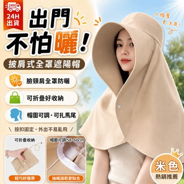 台灣現貨💥披肩式全罩遮陽帽 夏季防曬帽 大帽簷遮陽帽 防曬披肩帽 可折疊修女帽 騎車登山沙灘帽 漁夫帽