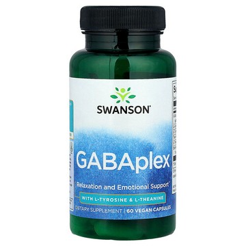 Swanson Vitamins, GABAplex 全素膠囊，含 L-酪氨酸和 L-茶氨酸，60 粒