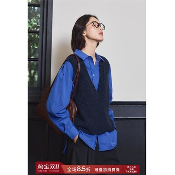 鯨乎羊毛針織馬甲背心女2025春季新款休閑無袖毛衣寬松慵懶風馬夾
