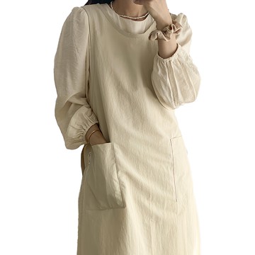 Hansday 防水長開衩圍裙  1件  淺米色