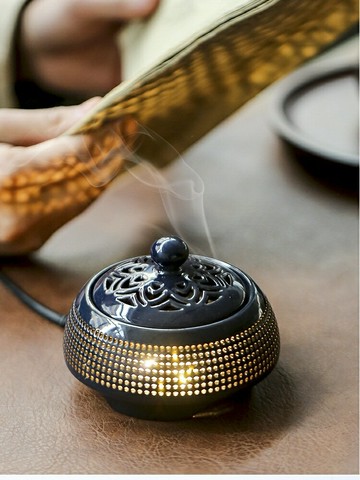 電子香薰爐香粉香精定時調溫加熱新中式香道熏香爐精油小夜燈香爐