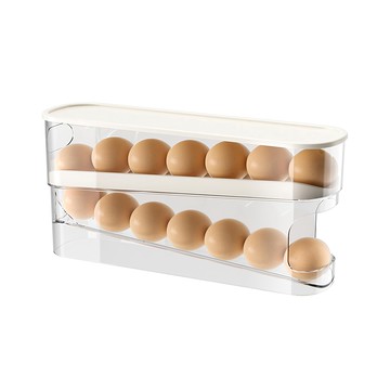好物良品 日本冰箱先進先出雞蛋收納盒  30 x 8.5 x 14cm  透明 + 白  1個