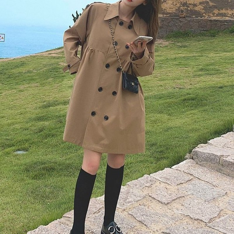 トレンチコート レディース ジャケット ショートトレンチコート 黒 ベージュ 茶色 ライトアウター 春コート スプリングコート フレア ハイウエスト ミディアム丈 通販 Lineポイント最大0 5 Get Lineショッピング