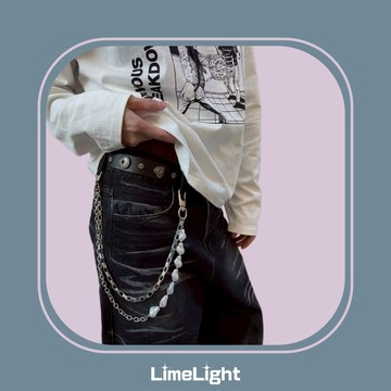 ☆LimeLight☆ 巴洛克 珍珠 雙層 層次 飾品 古巴 鍊子 搭配 穿大 鈦鋼 褲鍊 條褲鍊 腰鏈 褲鏈 牛仔褲腰