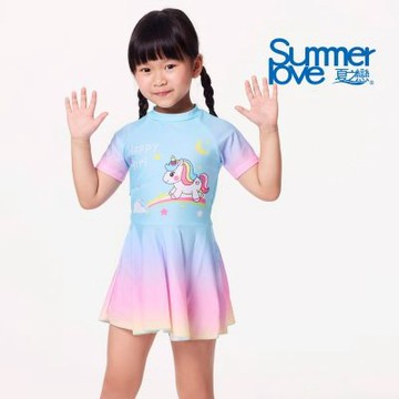 夏之戀 LOVETEEN KIDS 女童短連身裙泳衣 K26603
