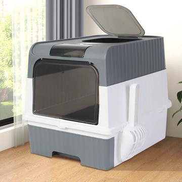 寵物貓砂盆抽屜式防外濺大號防臭頂入封閉式超貓砂盆抽屜式抽拉式