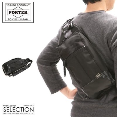 ショルダーバッグ【美品】PORTER　HEAT　スリングショルダーバッグ　ブラック　マグライト付