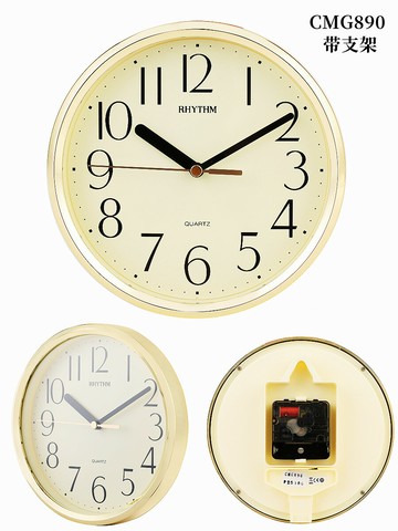 RHYTHM日本麗聲掛鐘靜音圓形石英小型餐廳臥室桌面簡約時尚CMG890