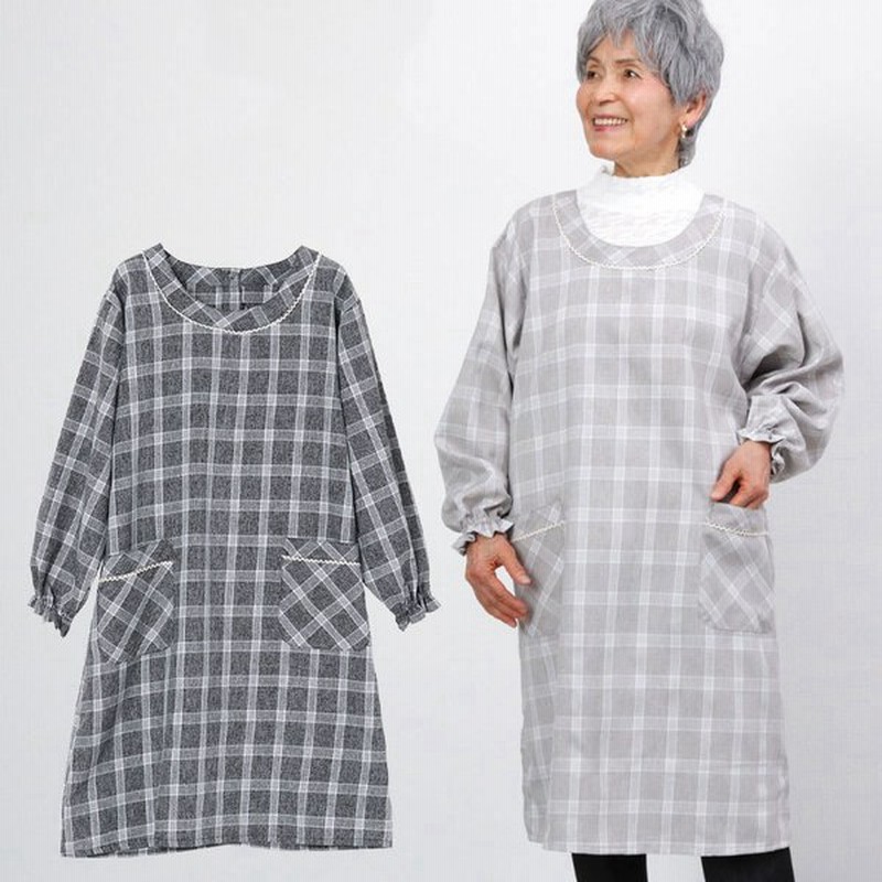 シニア服 80代 70代 60代 レディース 婦人服 高齢者 おばあちゃん チェック ワンピース 割烹着 通販 Lineポイント最大get Lineショッピング
