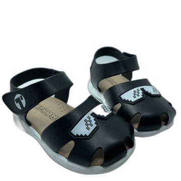 台灣製眼鏡造型學步涼鞋-黑色