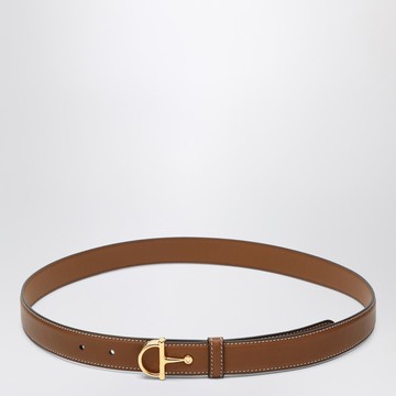 Slim leather-colored belt with half buckle