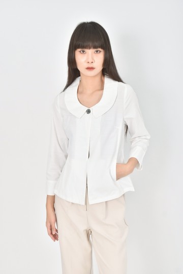 (S) 春夏荷葉白色外套