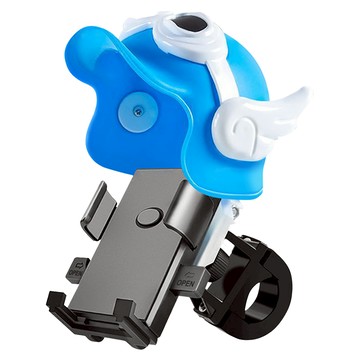 神崎家居 遮陽擋雨自動夾緊機車手機支架  藍色  MHM7