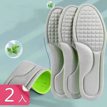 【荷生活】艾草除臭透氣不悶吸汗鞋墊 柔韌回彈透氣網孔舒適乾爽除臭鞋墊-2入組