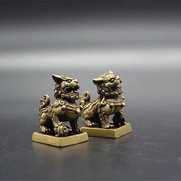 古玩雜項收藏仿古獅子印章鎮宅獅子銅印章一對價格特價1入