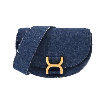 Chloe Marcie 帆布迷你翻蓋半月包(單寧藍)