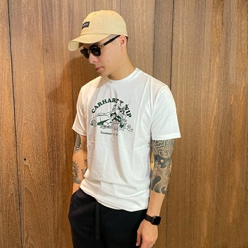美國百分百【全新真品】Carhartt 短T 短袖T恤 大logo 上衣 男 寬鬆 工裝 白色 S號 BP89
