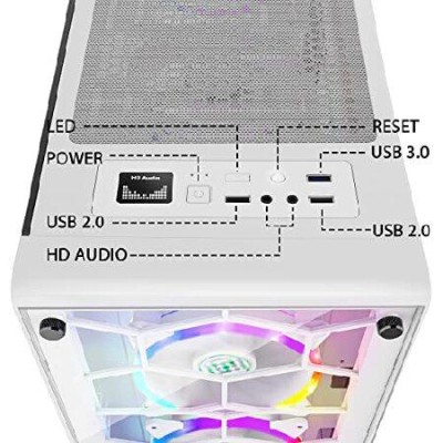 MUSETEX 120mm ARGBファン6個 USB 3.0 ATX ミッドタワーコンピュータ