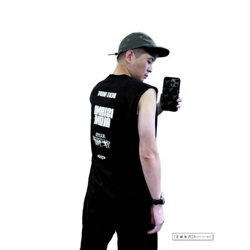『老爺有喜』重磅Island爆裂紋棉質背心(NOF2405S8011)-黑