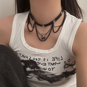【台灣公司 可打統編】免運 暗黑系辣妹頸鏈飾品女小眾朋克寶劍鏈條流蘇項鏈個性choker鎖骨鏈 可開發票 全館五折 工廠現貨直銷 新品特價 z9211